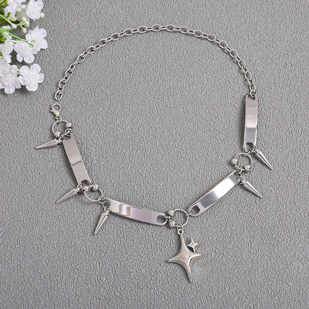 Men'S Fashion Jewelry - Punk Style Silver Spiked Star Pendant