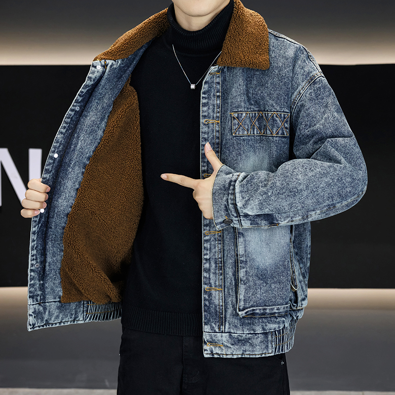 Mens Fashion Denim Jacket - 2026 Autumn Winter Sherpa Fleece Liner