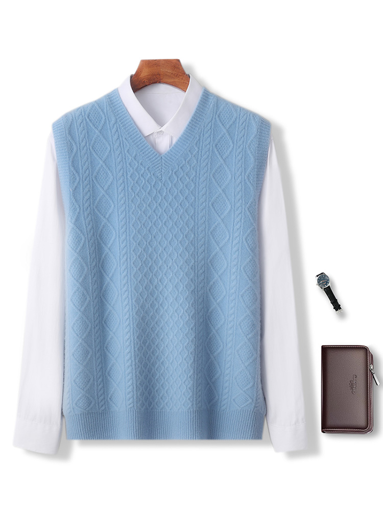 Men'S Fashion V Neck Sweater - 100% Merino Wool Men's V-neck Autumn