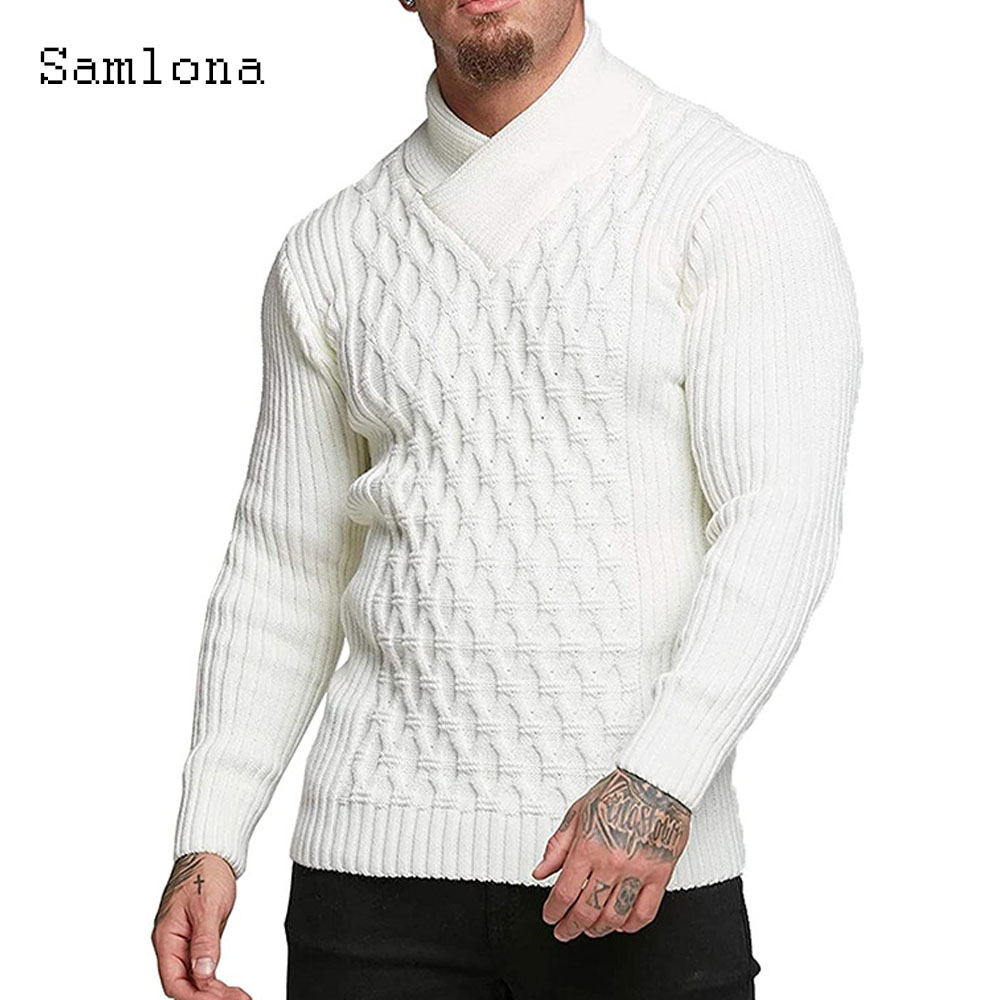 Men'S Fashion V Neck Sweater - Samlona Men Autumn New Knitting Sweaters