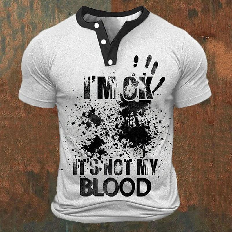 Men'S Fashion Rules - Funny 3D Letter Print Men's Henley