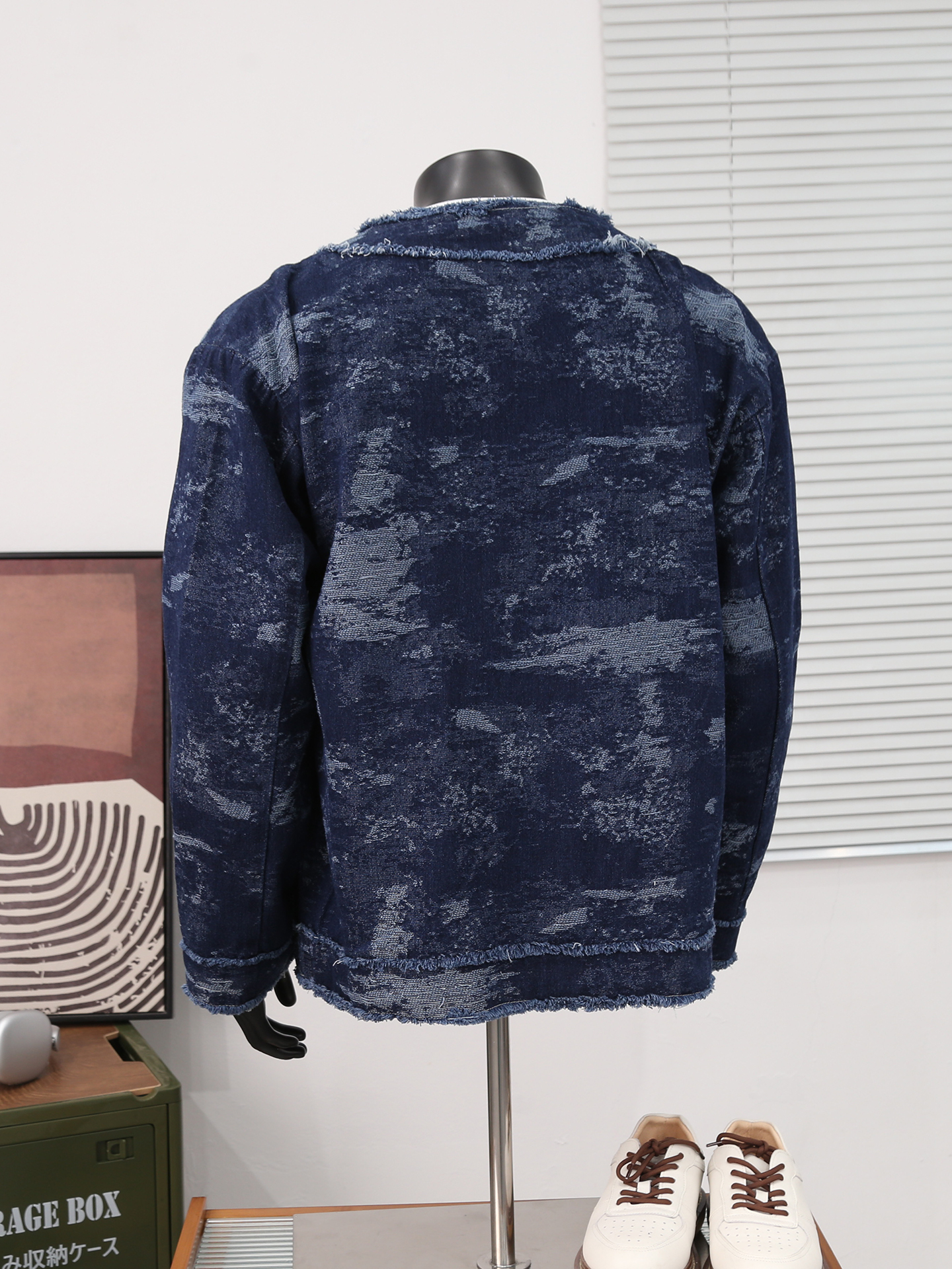 Retro Jacquard Denim Jacket Fo - Mens Fashion Denim Jacket ulasan dan harga