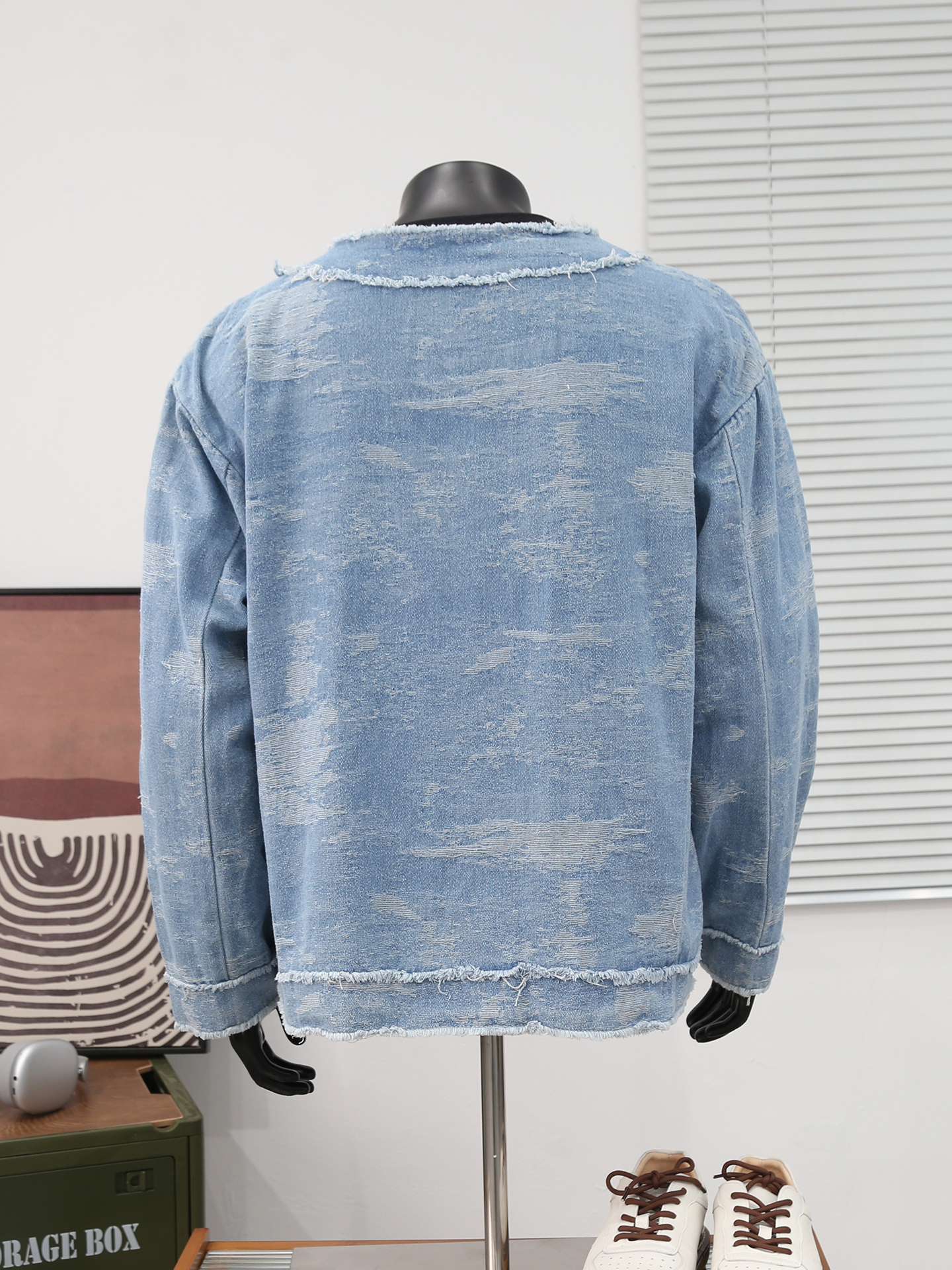 Retro Jacquard Denim Jacket Fo - Mens Fashion Denim Jacket ulasan dan harga