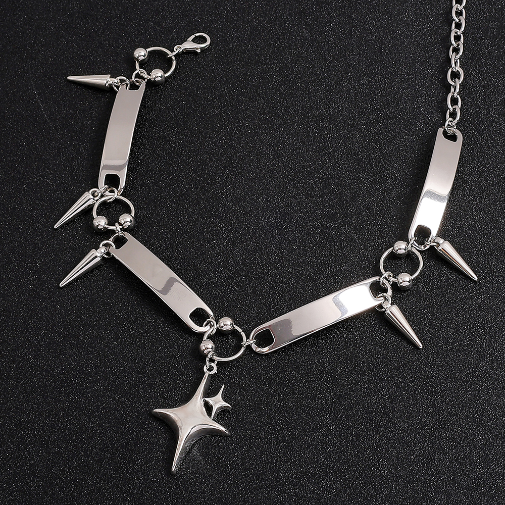 Punk Style Silver Spiked Star  - Men'S Fashion Jewelry ulasan dan harga