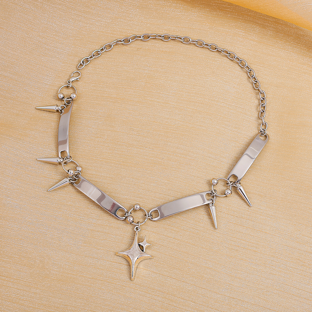 Punk Style Silver Spiked Star  - Men'S Fashion Jewelry ulasan dan harga
