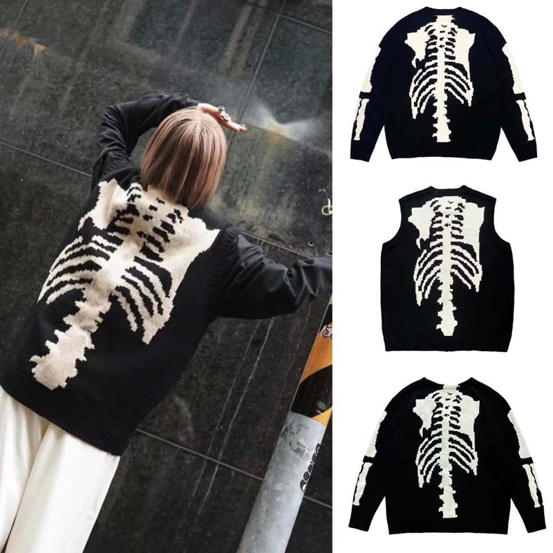 Kapital Vintage Hirata Bone Sk - Men'S Fashion V Neck Sweater ulasan dan harga