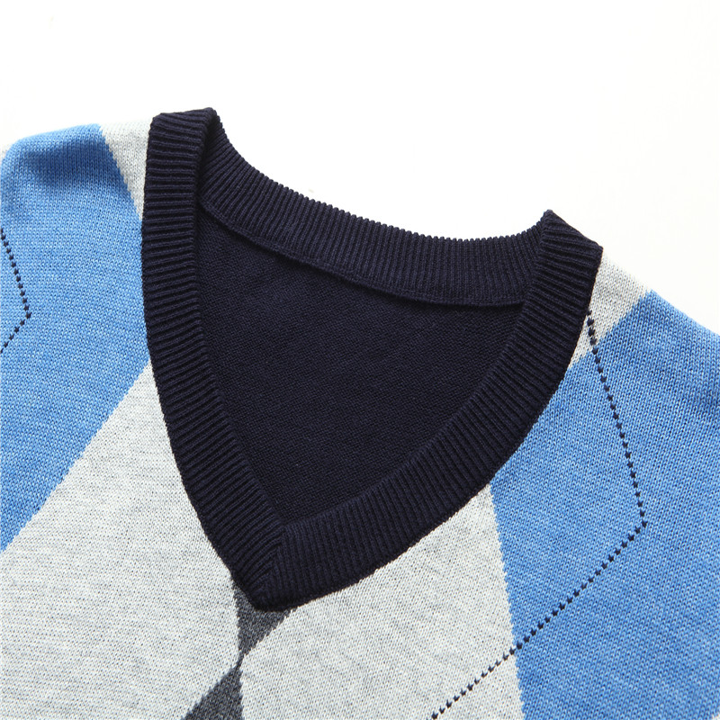 Argyle Plaid Pull Sweater Male - Men'S Fashion V Neck Sweater ulasan dan harga