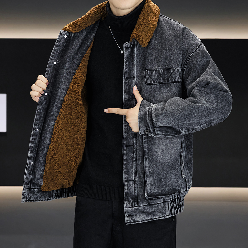 2026 Autumn Winter Sherpa Flee - Mens Fashion Denim Jacket ulasan dan harga