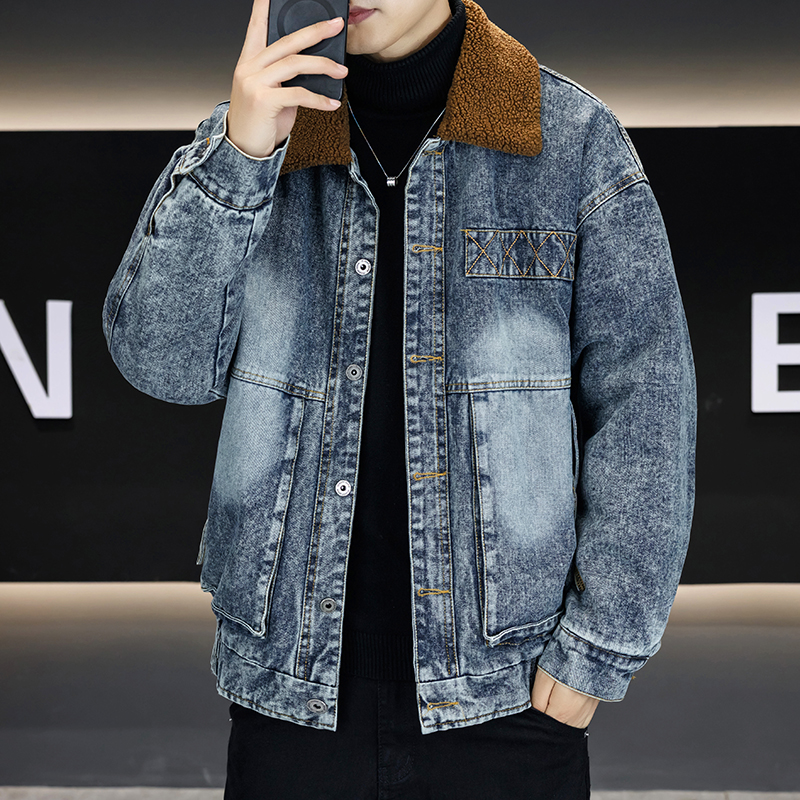 2026 Autumn Winter Sherpa Flee - Mens Fashion Denim Jacket ulasan dan harga