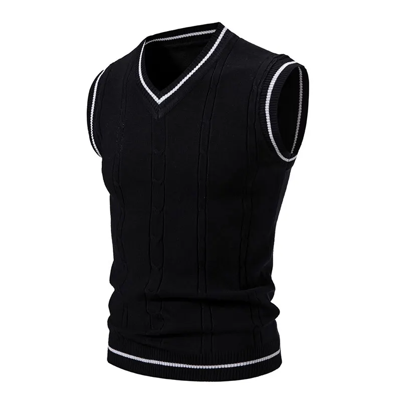 Autumn Men's V Neck Knit Vests - Men'S Fashion V Neck Sweater ulasan dan harga