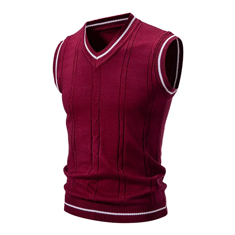 Autumn Men's V Neck Knit Vests - Men'S Fashion V Neck Sweater ulasan dan harga
