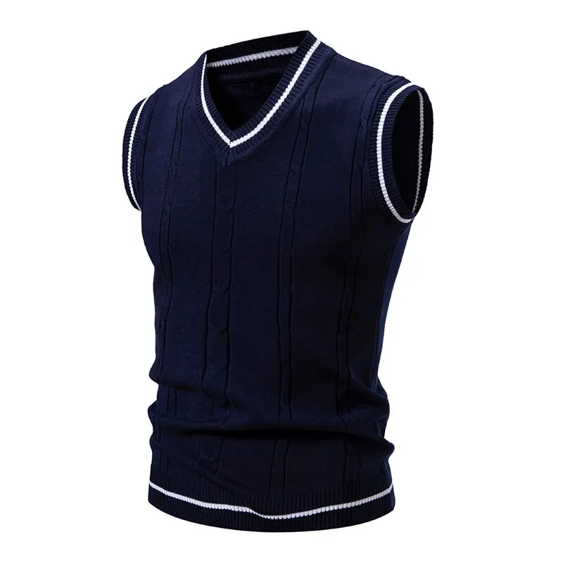 Autumn Men's V Neck Knit Vests - Men'S Fashion V Neck Sweater ulasan dan harga