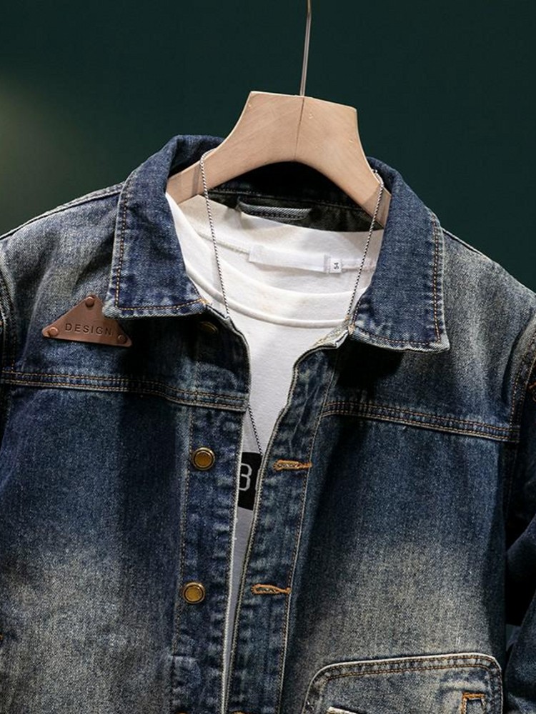 New Fashion Mens Retro Blue De - Mens Fashion Denim Jacket ulasan dan harga