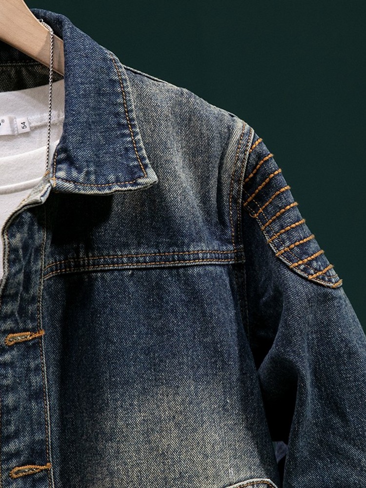 New Fashion Mens Retro Blue De - Mens Fashion Denim Jacket ulasan dan harga