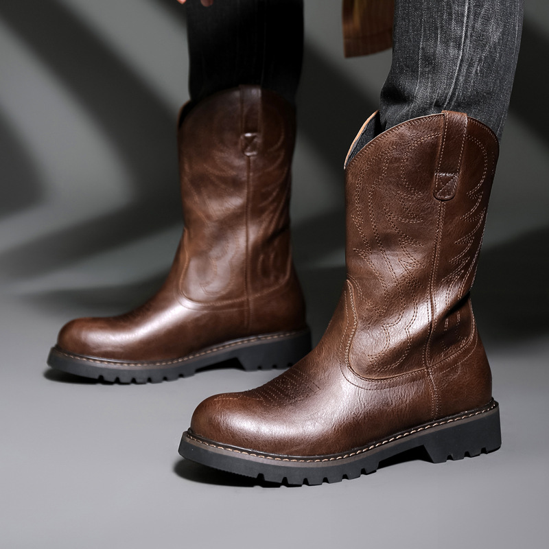 Fashion Mens Cowboy Boots New  - Men Fashion Vintage ulasan dan harga