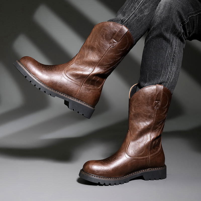 Fashion Mens Cowboy Boots New  - Men Fashion Vintage ulasan dan harga