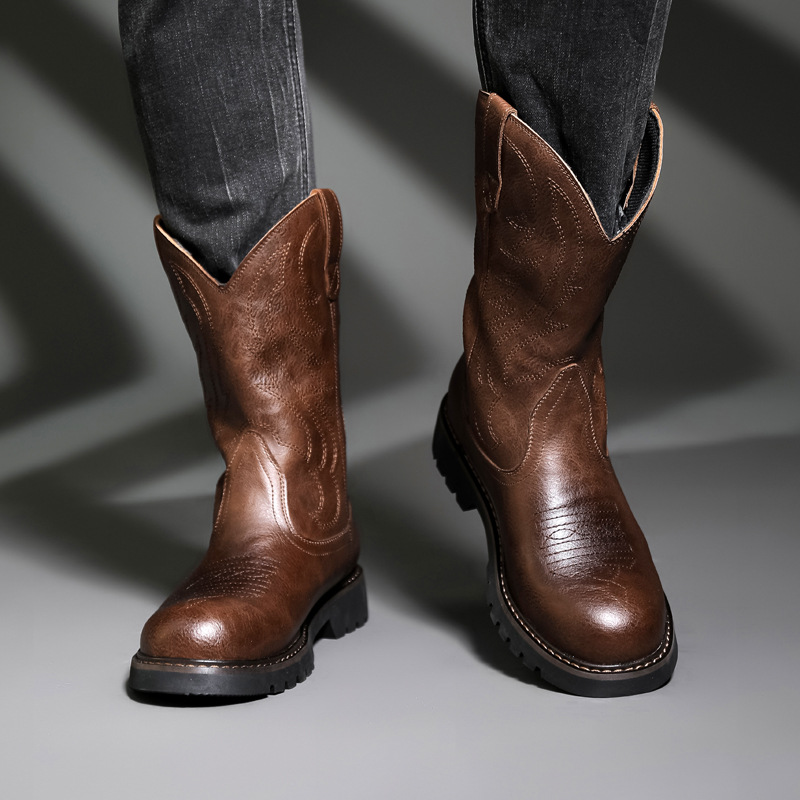 Fashion Mens Cowboy Boots New  - Men Fashion Vintage ulasan dan harga