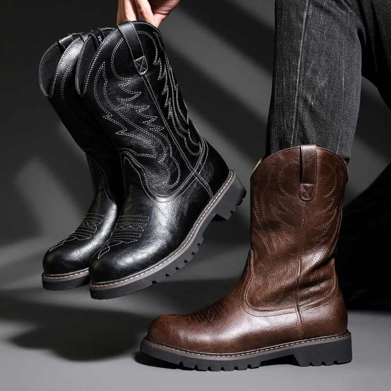 Fashion Mens Cowboy Boots New  - Men Fashion Vintage ulasan dan harga