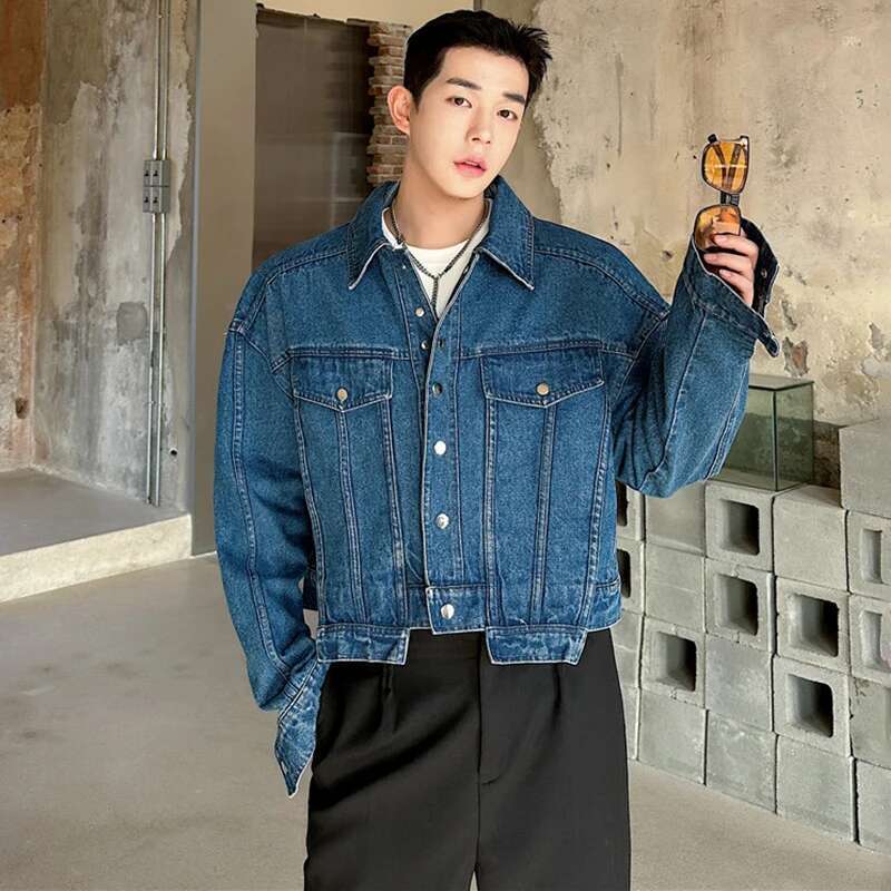 LUZHEN Personality Denim Short - Mens Fashion Denim Jacket ulasan dan harga