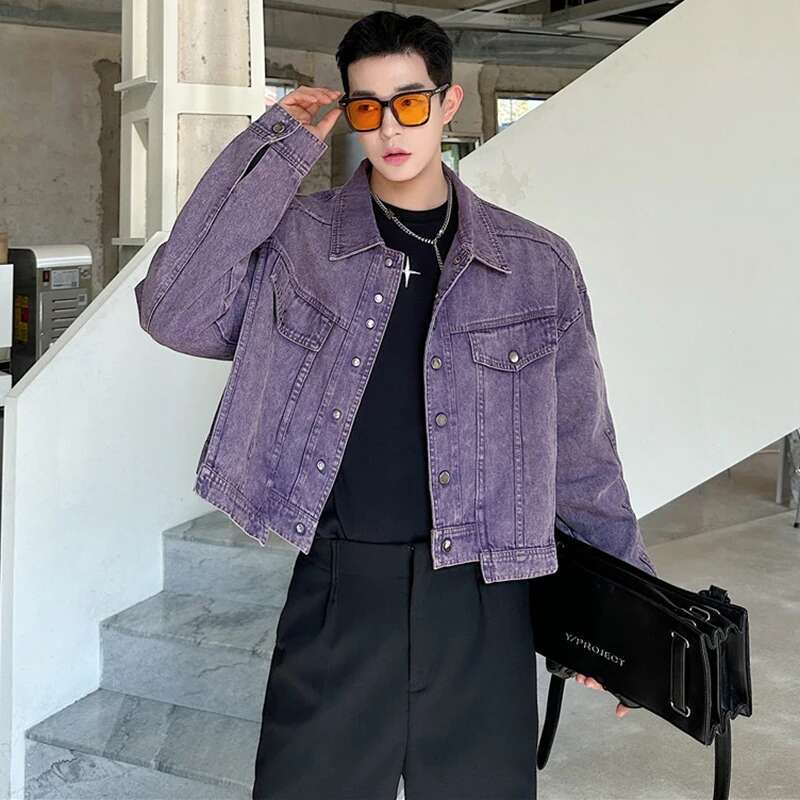 LUZHEN Personality Denim Short - Mens Fashion Denim Jacket ulasan dan harga
