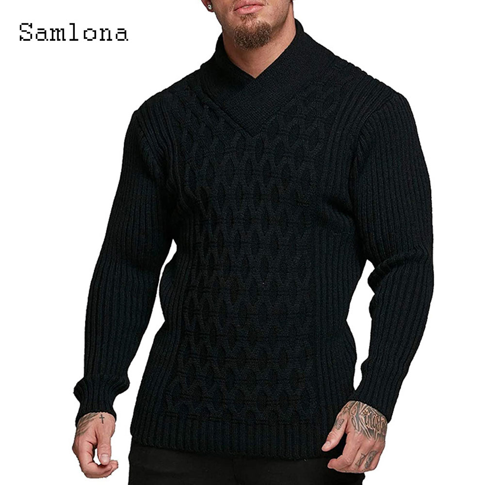 Samlona Men Autumn New Knittin - Men'S Fashion V Neck Sweater ulasan dan harga