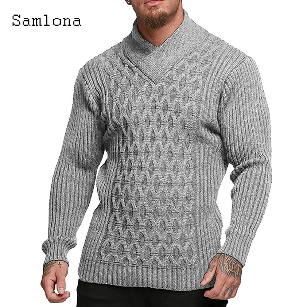 Samlona Men Autumn New Knittin - Men'S Fashion V Neck Sweater ulasan dan harga