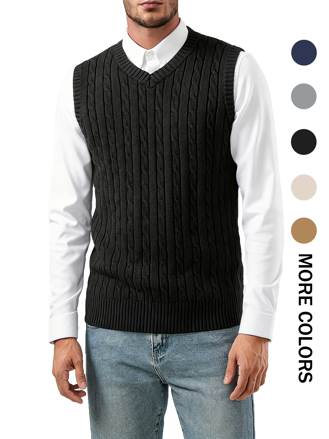 Men's Casual Fashion Cable Kni - Men'S Fashion V Neck Sweater ulasan dan harga