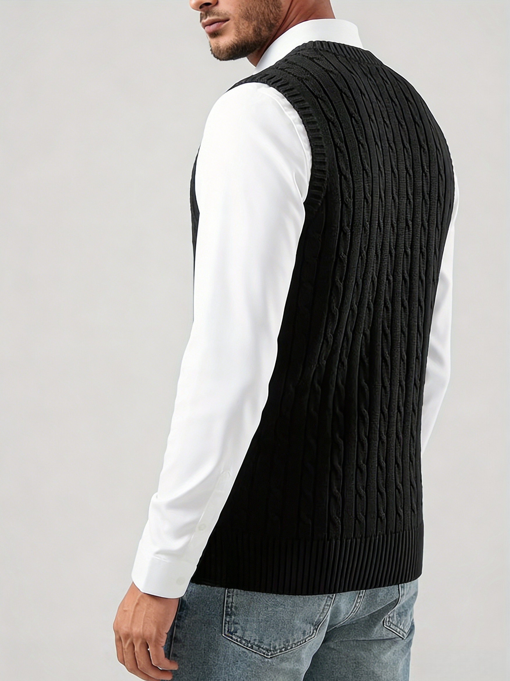 Men's Casual Fashion Cable Kni - Men'S Fashion V Neck Sweater ulasan dan harga