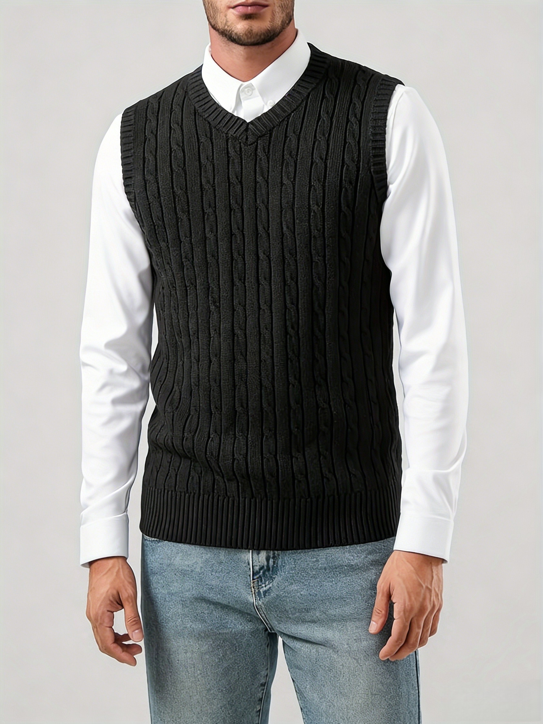 Men's Casual Fashion Cable Kni - Men'S Fashion V Neck Sweater ulasan dan harga