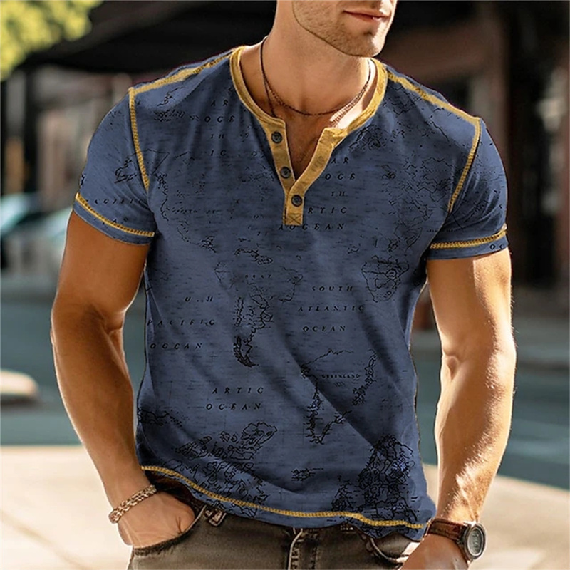 Men's Henry Shirts Funny 3D Pr - Men Fashion Vintage ulasan dan harga