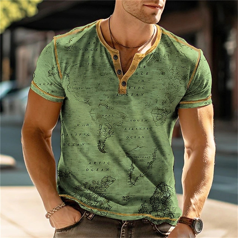 Men's Henry Shirts Funny 3D Pr - Men Fashion Vintage ulasan dan harga
