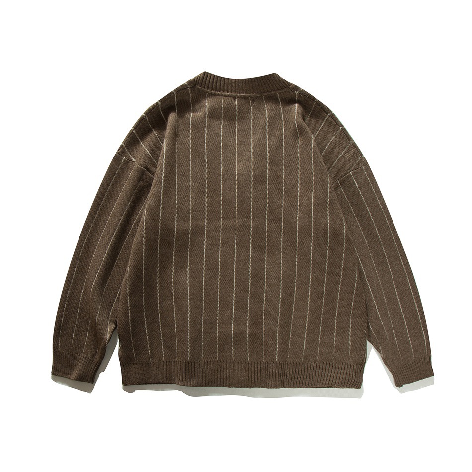 Spring Autumn Stripe Cardigan  - Men'S Fashion V Neck Sweater ulasan dan harga