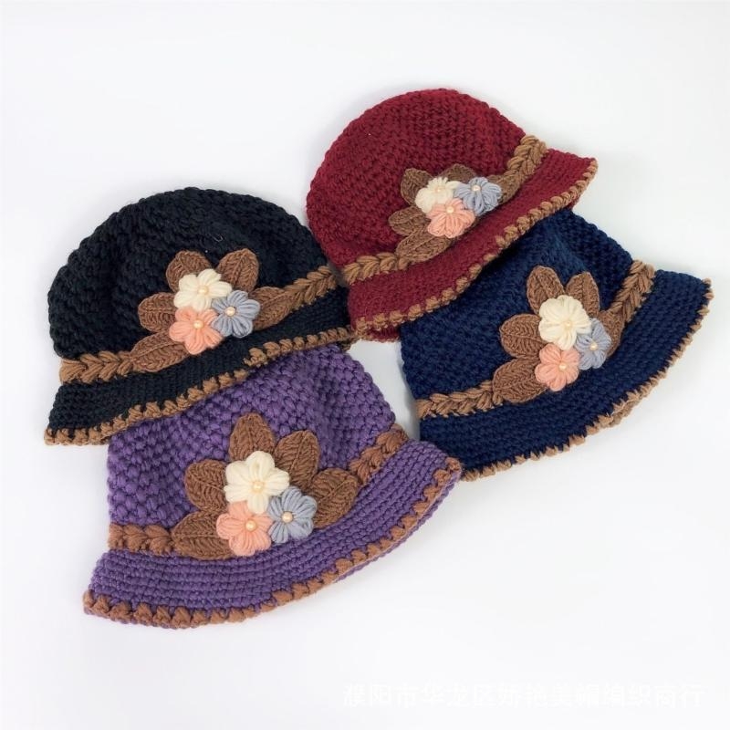 Fashion Knit Flower Bucket Hat - Mens Fashion Bucket Hat ulasan dan harga